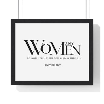 Faith Culture - Christian Home Décor - Virtuous Woman - Proverbs 31:29 Wall Art 14″ x 11″ Black