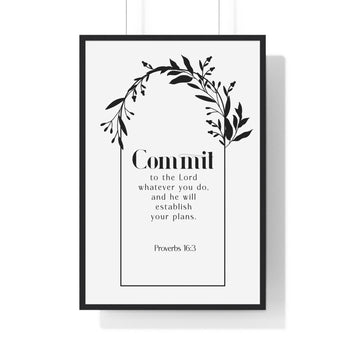 Faith Culture - Commit to the Lord - Proverbs 16:3 - Christian Wall Art 24″ x 36″ Black