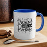 Faith Culture - Created with a Purpose Christian Accent Coffee Mug 11oz Blue