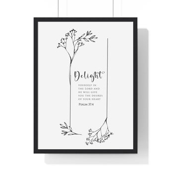 Faith Culture - Desires of the Heart - Psalm 37:4 - Christian Wall Art 18″ x 24″ Black