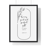 Faith Culture - Divine Gifts - James 1:17 - Christian Wall Art 18″ x 24″ Black