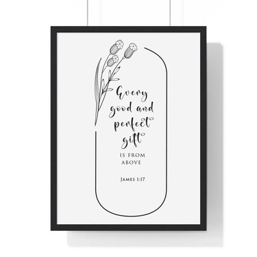 Faith Culture - Divine Gifts - James 1:17 - Christian Wall Art 18″ x 24″ Black