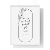 Faith Culture - Divine Gifts - James 1:17 - Christian Wall Art 18″ x 24″ White