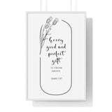 Faith Culture - Divine Gifts - James 1:17 - Christian Wall Art 24″ x 36″ White