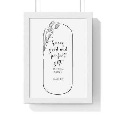 Faith Culture - Divine Gifts - James 1:17 - Christian Wall Art 8" x 11" White