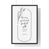 Faith Culture - Divine Gifts - James 1:17 - Christian Wall Art 20" x 30" Black