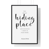 Faith Culture - Divine Haven - Psalm 119:114 - Christian Wall Art 24″ x 36″ Black