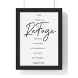 Faith Culture - Divine Sanctuary - Psalm 9:9-10 - Christian Wall Art 8" x 11" Black