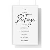 Faith Culture - Divine Sanctuary - Psalm 9:9-10 - Christian Wall Art 20" x 30" White