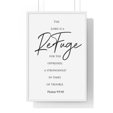 Faith Culture - Divine Sanctuary - Psalm 9:9-10 - Christian Wall Art 20" x 30" White