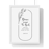 Faith Culture - Draw Near - James 4:8 - Christian Wall Art 11″ x 14″ White