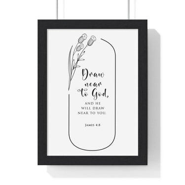 Faith Culture - Draw Near - James 4:8 - Christian Wall Art 8" x 11" Black