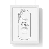 Faith Culture - Draw Near - James 4:8 - Christian Wall Art 8" x 11" White