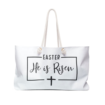 Faith Culture - Easter He is Risen - Christian Weekender Tote Bag 24" × 13"
