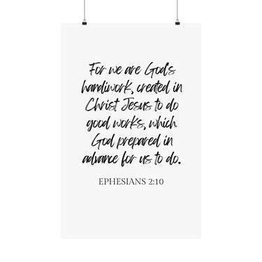 Faith Culture - Ephesians 2:10 Poster - Christian Wall Art - Created in Christ Decor 22" x 34" Matte