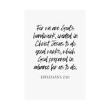 Faith Culture - Ephesians 2:10 Poster - Christian Wall Art - Created in Christ Decor