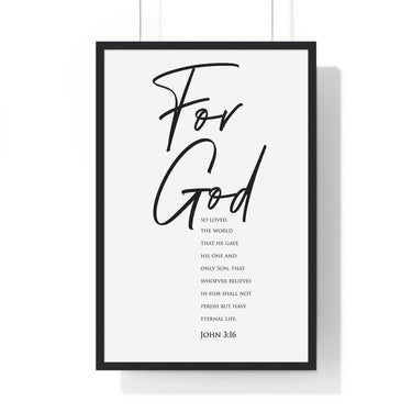 Faith Culture - Eternal Gift - John 3:16 - Christian Wall Art 20" x 30" Black
