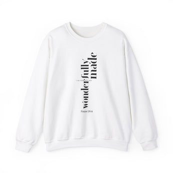 Faith Culture - Fearfully and Wonderfully Made - Psalm 139:14 - Christian Unisex Heavy Blend™ Crewneck Sweatshirt White