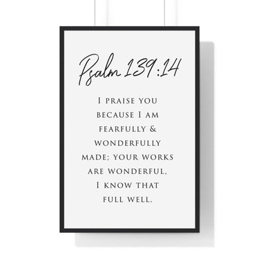 Faith Culture - Fearfully and Wonderfully Made - Psalm 139:14 - Christian Wall Art 24″ x 36″ Black