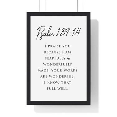 Faith Culture - Fearfully and Wonderfully Made - Psalm 139:14 - Christian Wall Art 12″ x 18″ Black