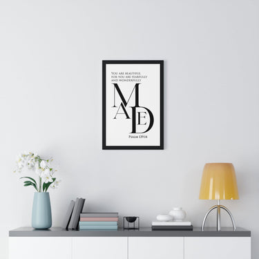 Faith Culture - "Fearfully and Wonderfully Made" - Psalm 139:14 Christian Vertical Framed Wall Art 12″ x 18″ Black