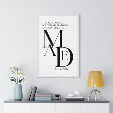Faith Culture - "Fearfully and Wonderfully Made" - Psalm 139:14 Christian Vertical Framed Wall Art 20" x 30" White