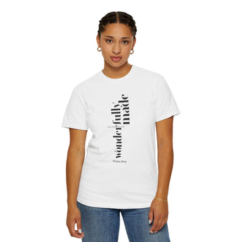 Faith Culture - Fearfully and Wonderfully Made Psalm 139:14 Christian Unisex Garment-Dyed T-shirt White