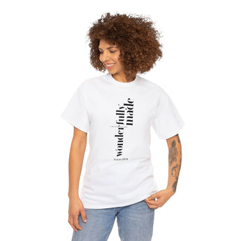 Faith Culture - Fearfully and Wonderfully Made Psalm 139:14 Christian Unisex Heavy Cotton Tee White