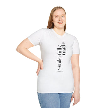 Faith Culture - Fearfully and Wonderfully Made Psalm 139:14 Christian Unisex Softstyle T-Shirt White