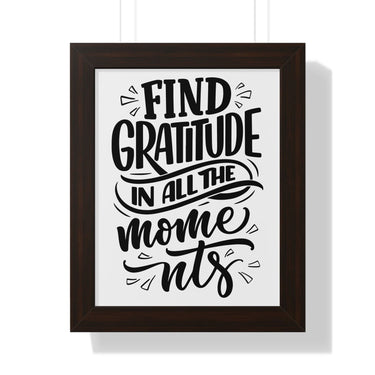 Faith Culture - Find Gratitude in All the Moments - Christian Thanksgiving Wall Art 11" x 14" Walnut