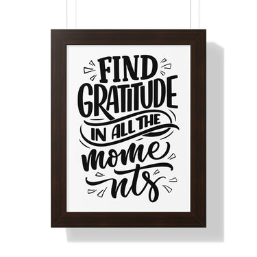 Faith Culture - Find Gratitude in All the Moments - Christian Thanksgiving Wall Art 12″ x 16″ Walnut