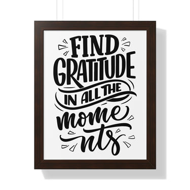 Faith Culture - Find Gratitude in All the Moments - Christian Thanksgiving Wall Art 16″ x 20″ Walnut