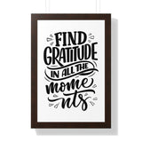 Faith Culture - Find Gratitude in All the Moments - Christian Thanksgiving Wall Art 16″ x 24″ Walnut
