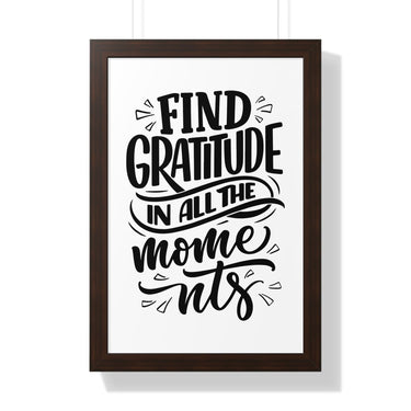 Faith Culture - Find Gratitude in All the Moments - Christian Thanksgiving Wall Art 16″ x 24″ Walnut