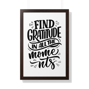 Faith Culture - Find Gratitude in All the Moments - Christian Thanksgiving Wall Art 20" x 30" Walnut