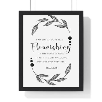 Faith Culture - Flourishing - Psalm 52:8 - Christian Wall Art 11″ x 14″ Black
