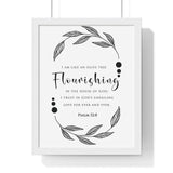 Faith Culture - Flourishing - Psalm 52:8 - Christian Wall Art 11″ x 14″ White