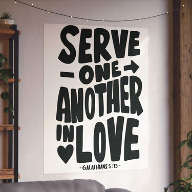 Faith Culture - Galatians 5:13 Poster - Christian Wall Art - Serve One Another in Love Decor 36" x 48" Matte