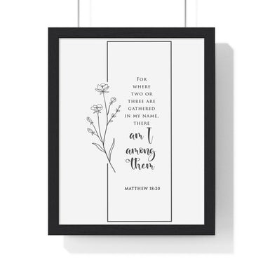 Faith Culture - Gathering in His Name - Matthew 18:20 - Christian Wall Art 11″ x 14″ Black