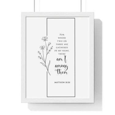 Faith Culture - Gathering in His Name - Matthew 18:20 - Christian Wall Art 11″ x 14″ White