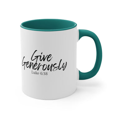 Faith Culture - Give Generously - Luke 6:38 Christian Accent Coffee Mug 11oz Green