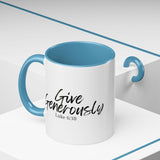 Faith Culture - Give Generously - Luke 6:38 Christian Coffee Mug 11oz Light Blue