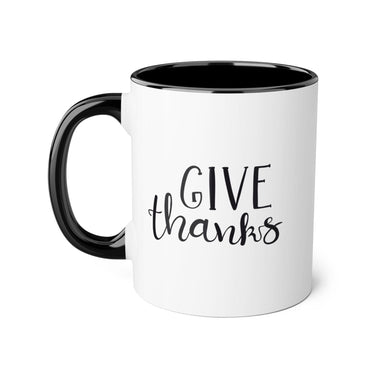 Faith Culture - Give Thanks - Christian Thanksgiving Accent Mug, 11oz Black 11oz