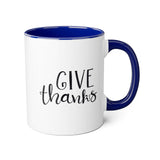 Faith Culture - Give Thanks - Christian Thanksgiving Accent Mug, 11oz