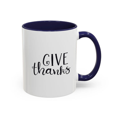 Faith Culture - Give Thanks - Christian Thanksgiving Coffee Mug, 11oz and 15oz 11oz Navy