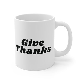 Faith Culture - Give Thanks Ceramic Coffee Mug Christian Thanksgiving Gift 11oz White