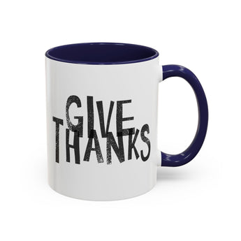Faith Culture - Give Thanks Christian Thanksgiving Accent Coffee Mug, 11oz and 15oz 11oz Navy
