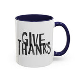 Faith Culture - Give Thanks Christian Thanksgiving Accent Coffee Mug, 11oz and 15oz 11oz Navy