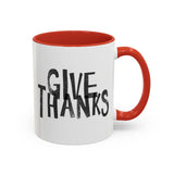 Faith Culture - Give Thanks Christian Thanksgiving Accent Coffee Mug, 11oz and 15oz 11oz Red