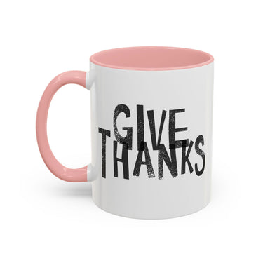Faith Culture - Give Thanks Christian Thanksgiving Accent Coffee Mug, 11oz and 15oz